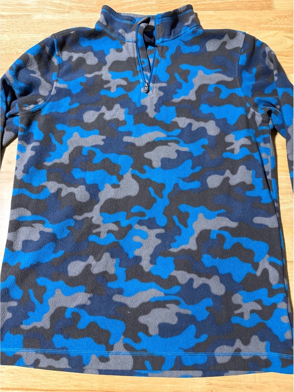 Lands’ End Boys XL 18-20 Blue Camo Fleece Quarter Zip Pullover
